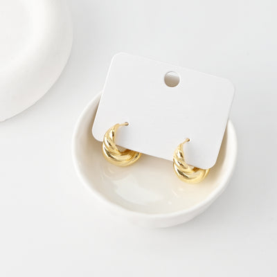 18K Gold-Plated Hoop Earrings, Round Hoops, Twisted Hoop Earrings | Finished Earrings