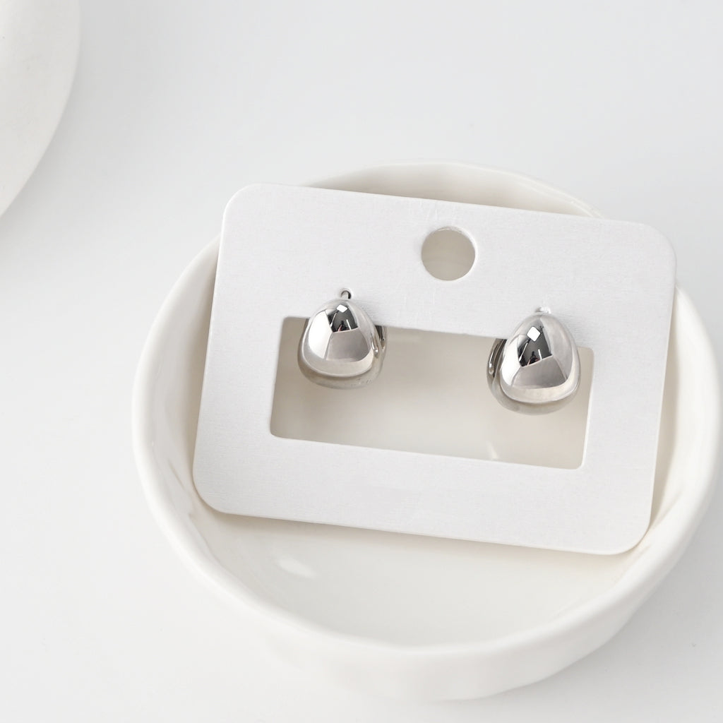 Rhodium Plated Hoop Earrings, Silver Color Round Hoops,Hoop Earrings | Finished Earrings