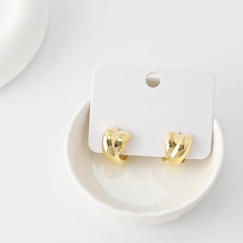C Shape Earrings | 18K Gold Plated, S925 Sterling Silver Ear Pin, Finished Earring