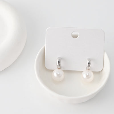 C Shape Earrings | ABS Pearl Rhodium Plated, S925 Sterling Silver Ear Pin, Finished Earrings