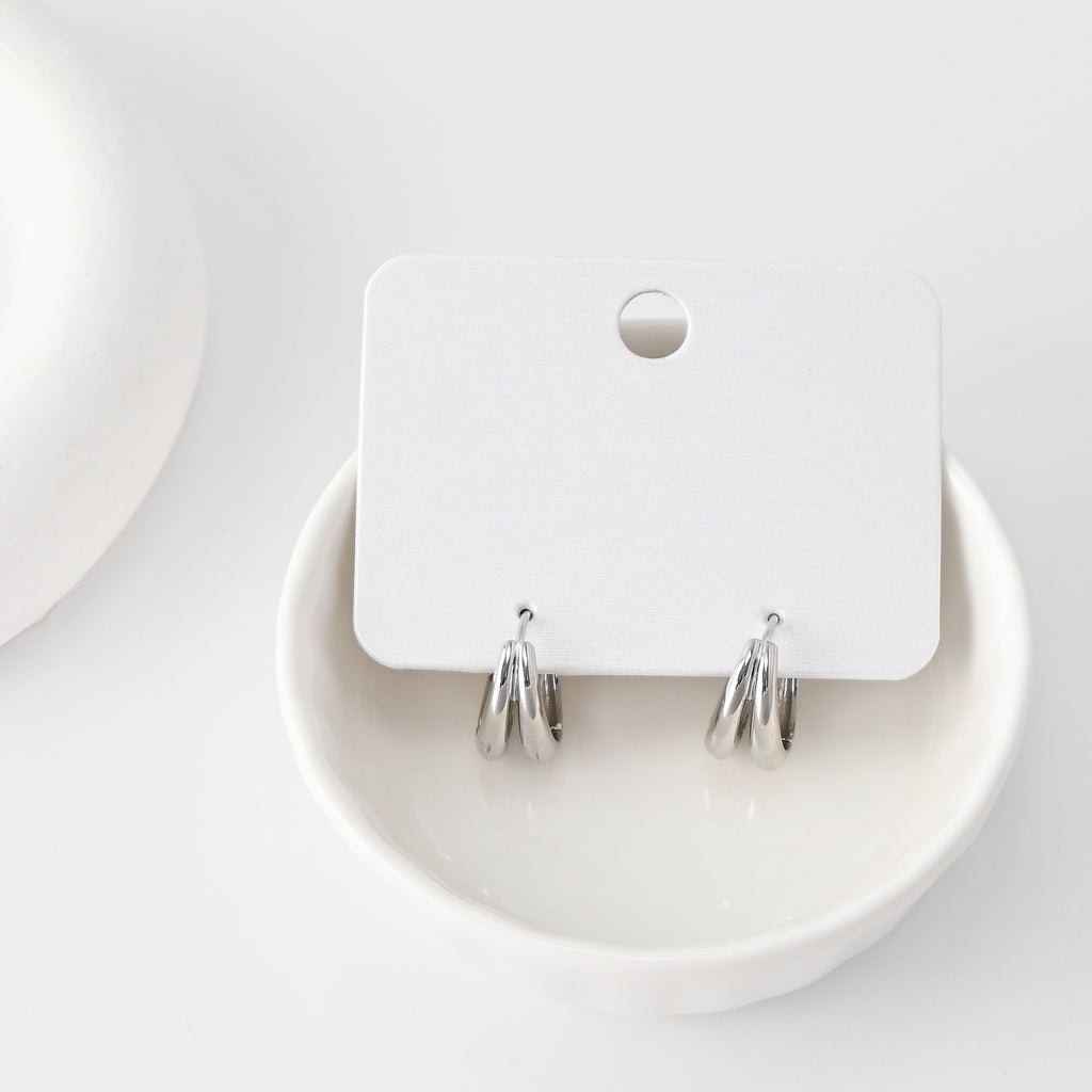 Rhodium Plated Hoop Earrings, Silver Color Round Hoops,Hoop Earrings | Finished Earrings