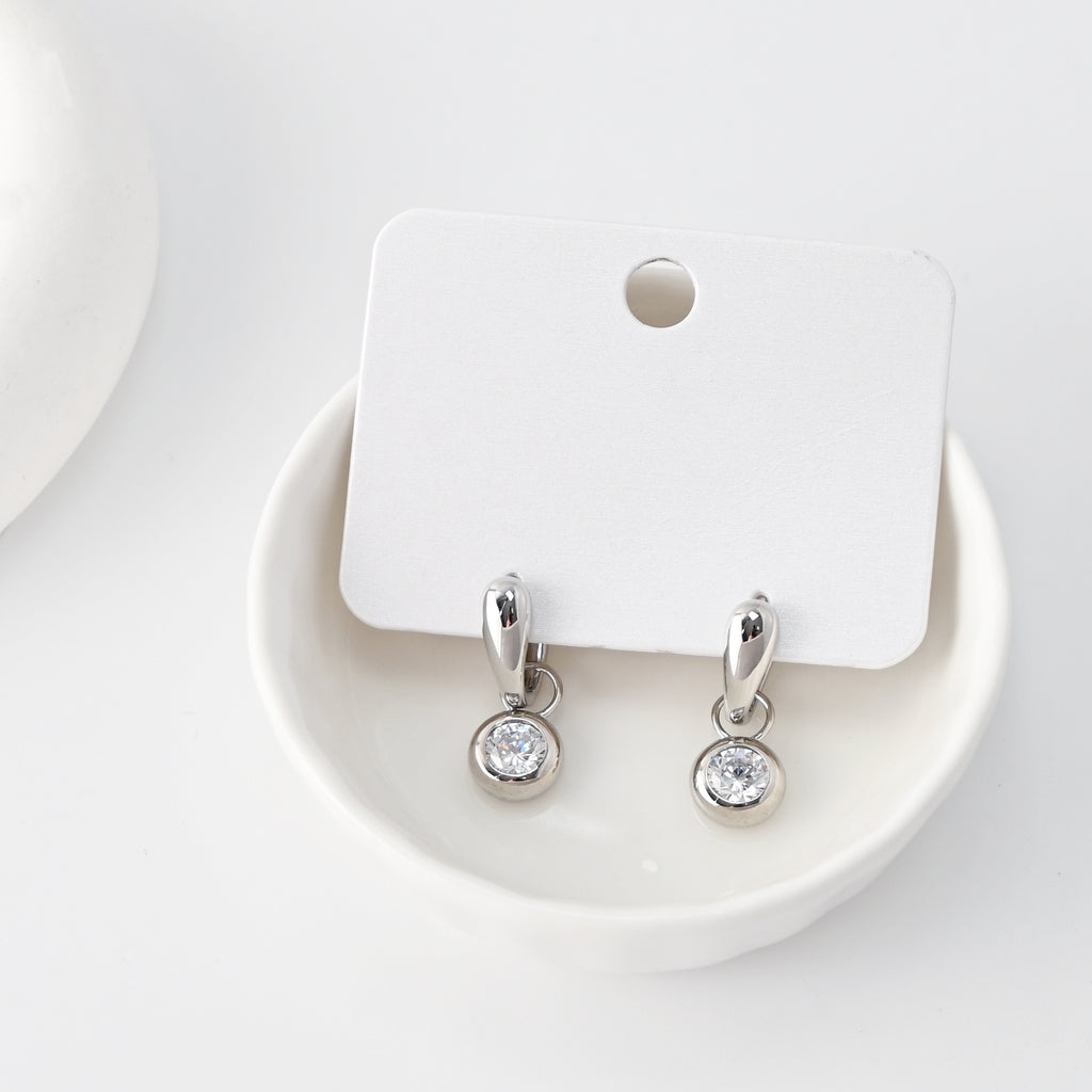 Rhodium Plated Hoop Earrings, Silver Color U-shaped Hoops,Hoop Earrings | Finished Earrings