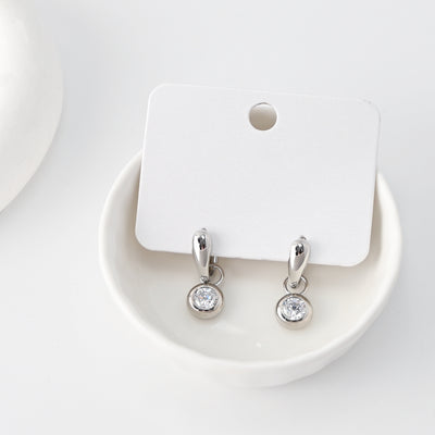 Rhodium Plated Hoop Earrings, Silver Color U-shaped Hoops,Hoop Earrings | Finished Earrings