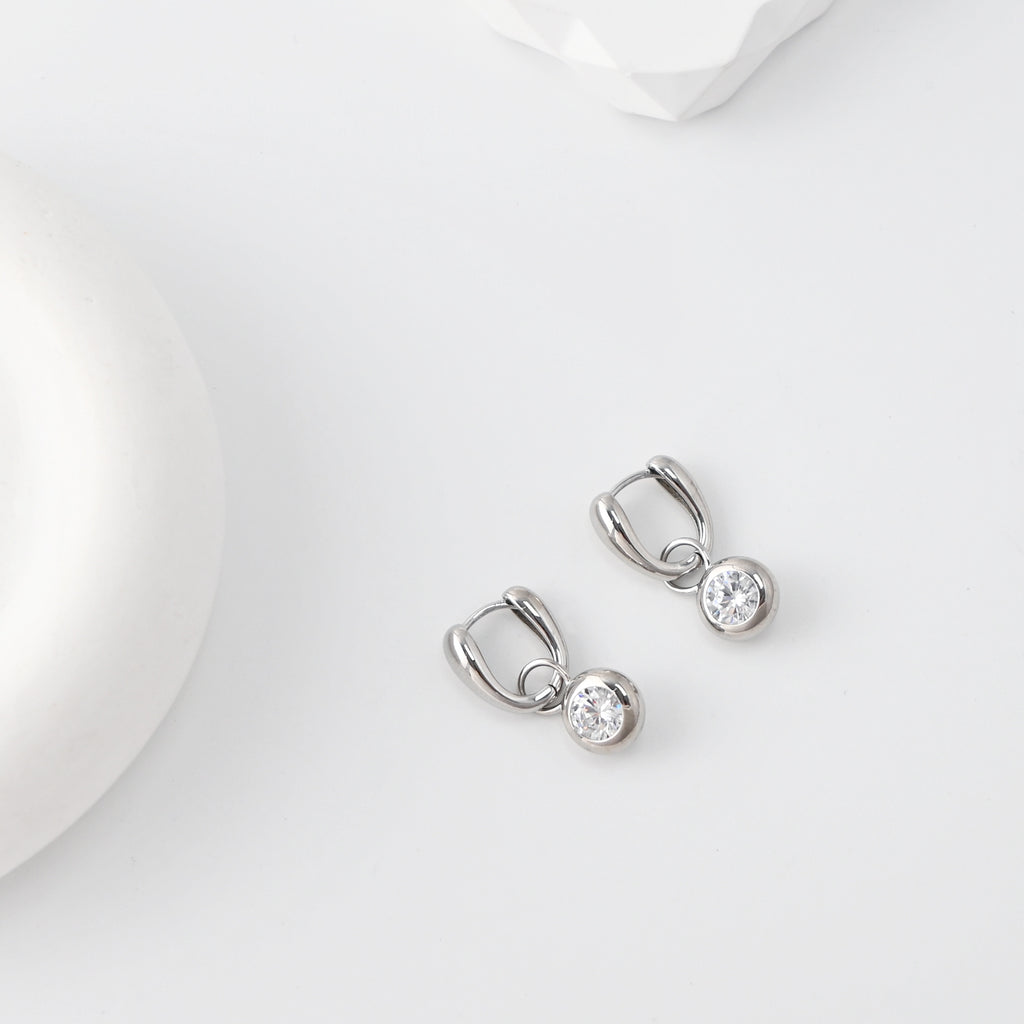 Rhodium Plated Hoop Earrings, Silver Color U-shaped Hoops,Hoop Earrings | Finished Earrings