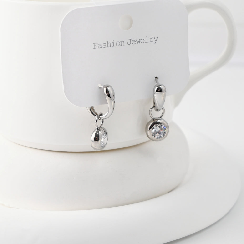 Rhodium Plated Hoop Earrings, Silver Color U-shaped Hoops,Hoop Earrings | Finished Earrings