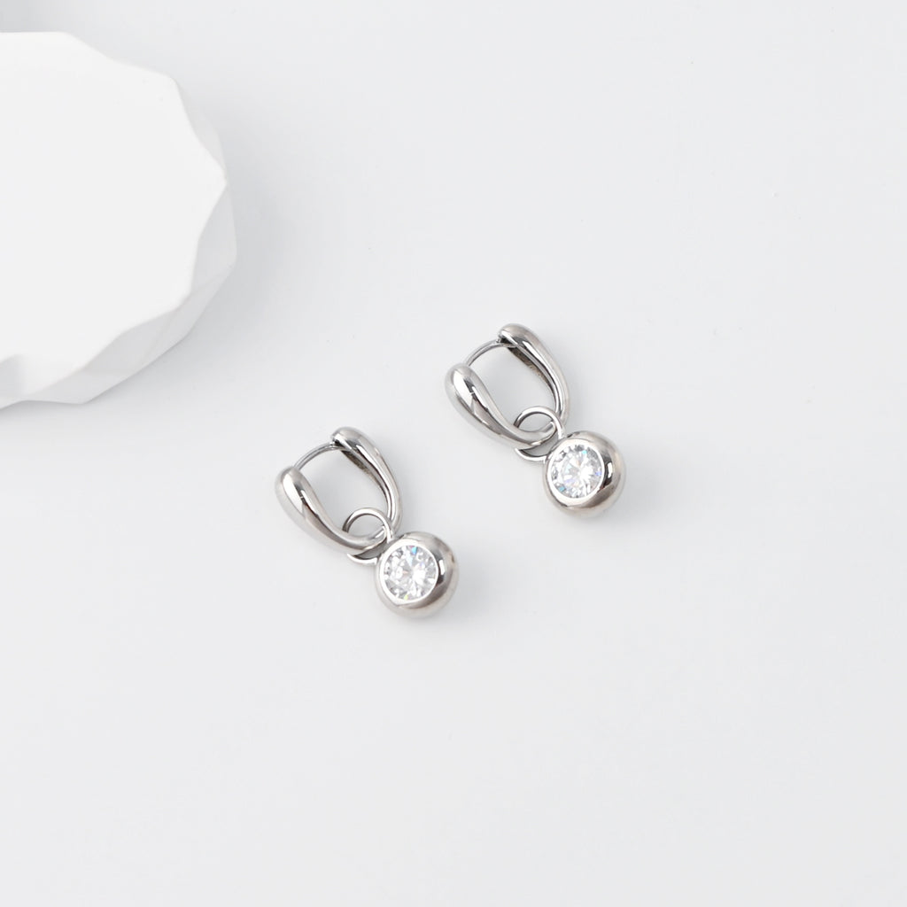 Rhodium Plated Hoop Earrings, Silver Color U-shaped Hoops,Hoop Earrings | Finished Earrings