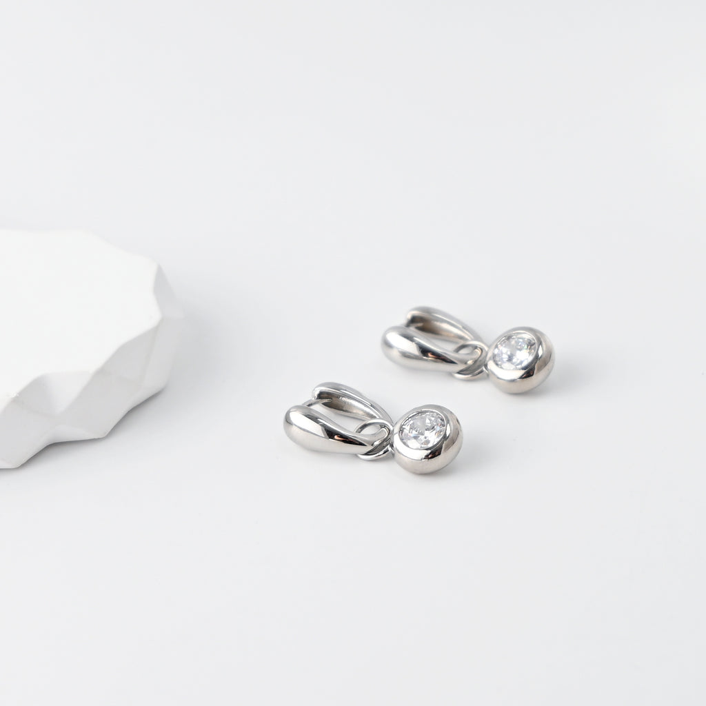 Rhodium Plated Hoop Earrings, Silver Color U-shaped Hoops,Hoop Earrings | Finished Earrings