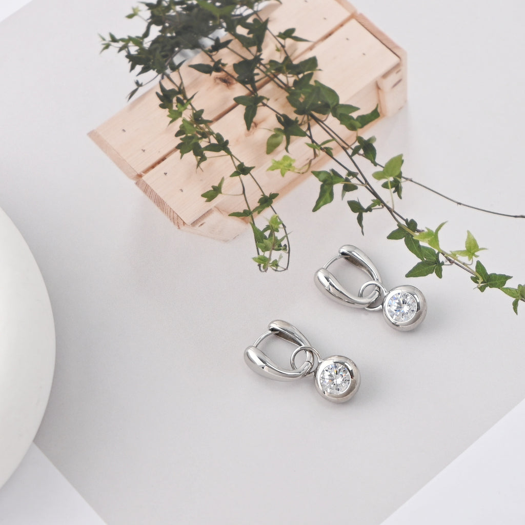 Rhodium Plated Hoop Earrings, Silver Color U-shaped Hoops,Hoop Earrings | Finished Earrings