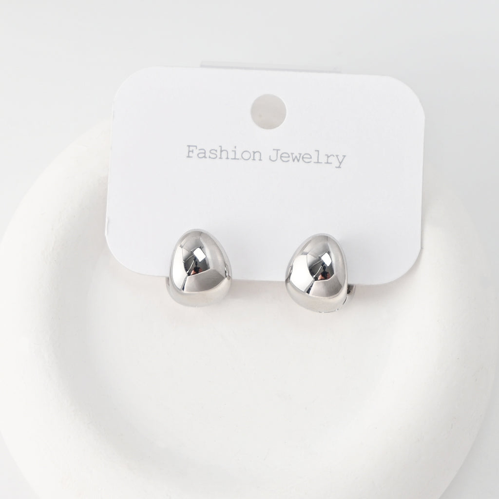 Rhodium Plated Hoop Earrings, Silver Color Round Hoops,Hoop Earrings | Finished Earrings