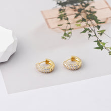 Load image into Gallery viewer, 18K Gold-Plated Hoop Earrings, CZ Pave Round Hoops, Hoop Earrings | Finished Earrings