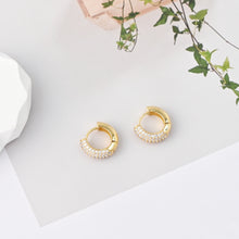 Load image into Gallery viewer, 18K Gold-Plated Hoop Earrings, CZ Pave Round Hoops, Hoop Earrings | Finished Earrings