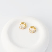 Load image into Gallery viewer, 18K Gold-Plated Hoop Earrings, CZ Pave Round Hoops, Hoop Earrings | Finished Earrings