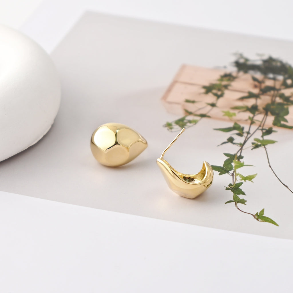 C Shape Earrings | 18K Gold Plated, S925 Sterling Silver Ear Pin, Finished Earring