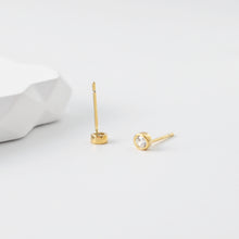 Load image into Gallery viewer, Tiny Stud Earrings, Round Zircon Stone Inlaid, 18K Gold Plated, S925 Ear Pin |Finished Earring