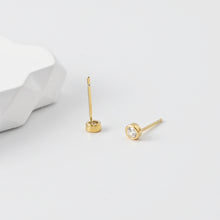 Load image into Gallery viewer, Tiny Stud Earrings, Round Zircon Stone Inlaid, 18K Gold Plated, S925 Ear Pin |Finished Earring
