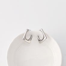 Load image into Gallery viewer, C Shape Earrings | Rhodium Plated,  Pleated Post Earring, S925 Sterling Silver Ear Pin, Finished Earring