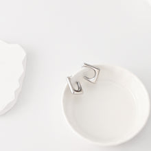 Load image into Gallery viewer, C Shape Earrings | Rhodium Plated,  Pleated Post Earring, S925 Sterling Silver Ear Pin, Finished Earring