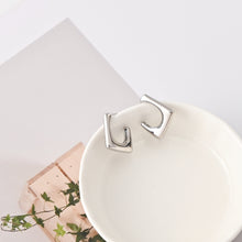 Load image into Gallery viewer, C Shape Earrings | Rhodium Plated,  Pleated Post Earring, S925 Sterling Silver Ear Pin, Finished Earring