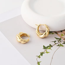 Load image into Gallery viewer, 18K Gold-Plated Hoop Earrings, Round Hoops, Twisted Hoop Earrings | Finished Earrings