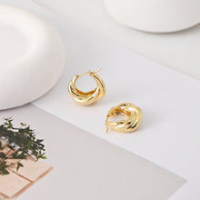 Load image into Gallery viewer, 18K Gold-Plated Hoop Earrings, Round Hoops, Twisted Hoop Earrings | Finished Earrings