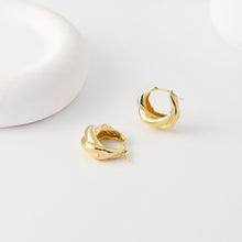 Load image into Gallery viewer, 18K Gold-Plated Hoop Earrings, Round Hoops, Twisted Hoop Earrings | Finished Earrings
