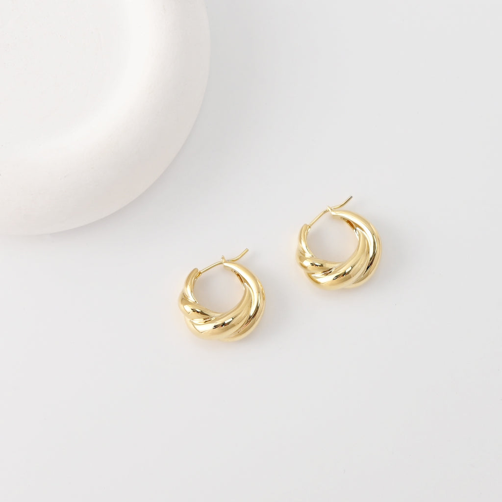 18K Gold-Plated Hoop Earrings, Round Hoops, Twisted Hoop Earrings | Finished Earrings