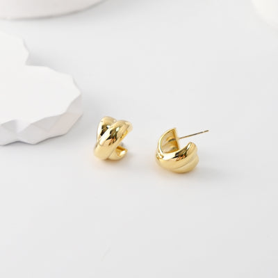 C Shape Earrings | 18K Gold Plated, S925 Sterling Silver Ear Pin, Finished Earring