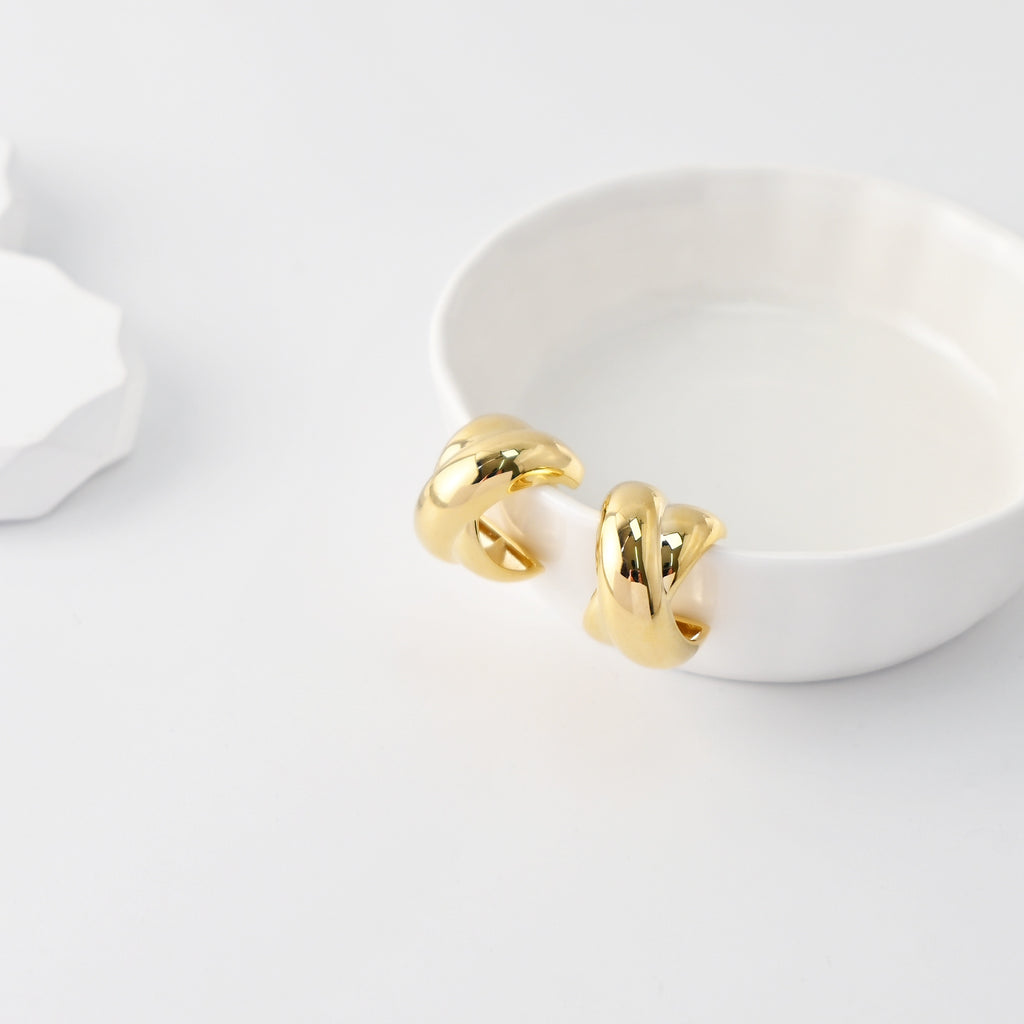 C Shape Earrings | 18K Gold Plated, S925 Sterling Silver Ear Pin, Finished Earring