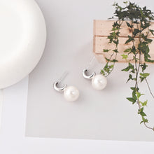 Load image into Gallery viewer, C Shape Earrings | ABS Pearl Rhodium Plated, S925 Sterling Silver Ear Pin, Finished Earrings