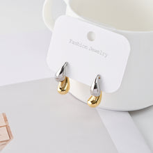 Load image into Gallery viewer, Teardrop Stud Earrings for Women, 18K Gold Plated Two-Tone Gold &amp; Silver, S925 Silver Ear Pin, Designer Style Hypoallergenic | Finished Earrings