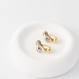 Teardrop Stud Earrings for Women, 18K Gold Plated Two-Tone Gold & Silver, S925 Silver Ear Pin, Designer Style Hypoallergenic | Finished Earrings