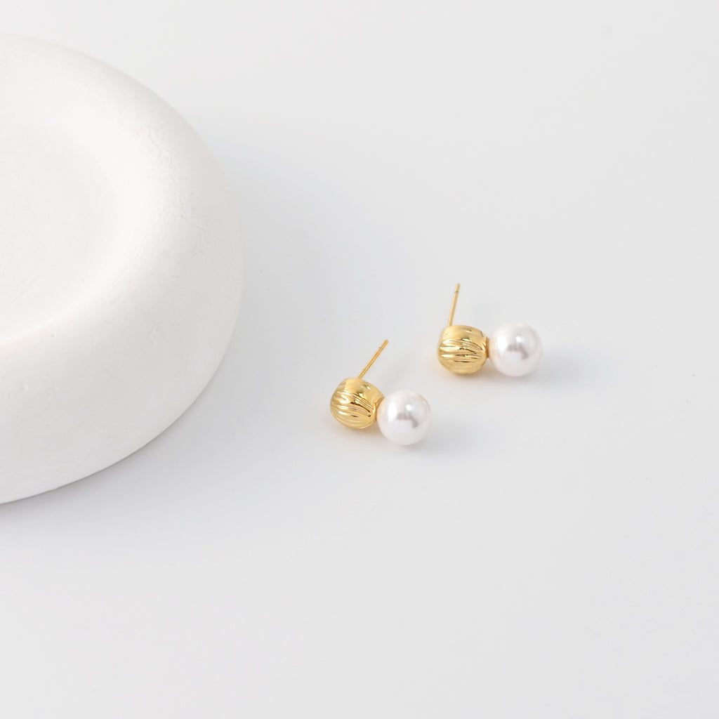 Stud Earrings | ABS Pearl, 18K Gold Plated, S925 Silver Ear Pin, Finished Earring