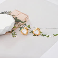 Load image into Gallery viewer, 18K Gold Plated Heart Post Earrings, Sterling Silver Made, MOP Heart Post| Finished Earrings