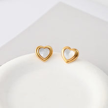 Load image into Gallery viewer, 18K Gold Plated Heart Post Earrings, Sterling Silver Made, MOP Heart Post| Finished Earrings