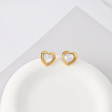 Load image into Gallery viewer, 18K Gold Plated Heart Post Earrings, Sterling Silver Made, MOP Heart Post| Finished Earrings