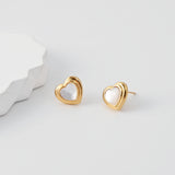 18K Gold Plated Heart Post Earrings, Sterling Silver Made, MOP Heart Post| Finished Earrings