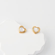 Load image into Gallery viewer, 18K Gold Plated Heart Post Earrings, Sterling Silver Made, MOP Heart Post| Finished Earrings