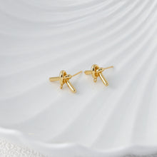 Cargar imagen en el visor de la galería, Pendientes de flor anudada, oro/plata de 14 quilates, pasador de plata S925 sin níquel, pendientes de botón Flora con aro GZ757