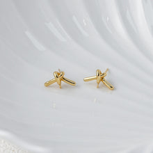 Cargar imagen en el visor de la galería, Pendientes de flor anudada, oro/plata de 14 quilates, pasador de plata S925 sin níquel, pendientes de botón Flora con aro GZ757