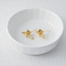 Cargar imagen en el visor de la galería, Pendientes de flor anudada, oro/plata de 14 quilates, pasador de plata S925 sin níquel, pendientes de botón Flora con aro GZ757