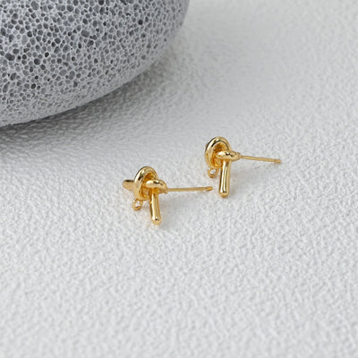 Knoted Ear Post with Loops, S925 Silver Ear Pin, Nickel Free, 18K Gold Plated Stud Earring Finding D0667