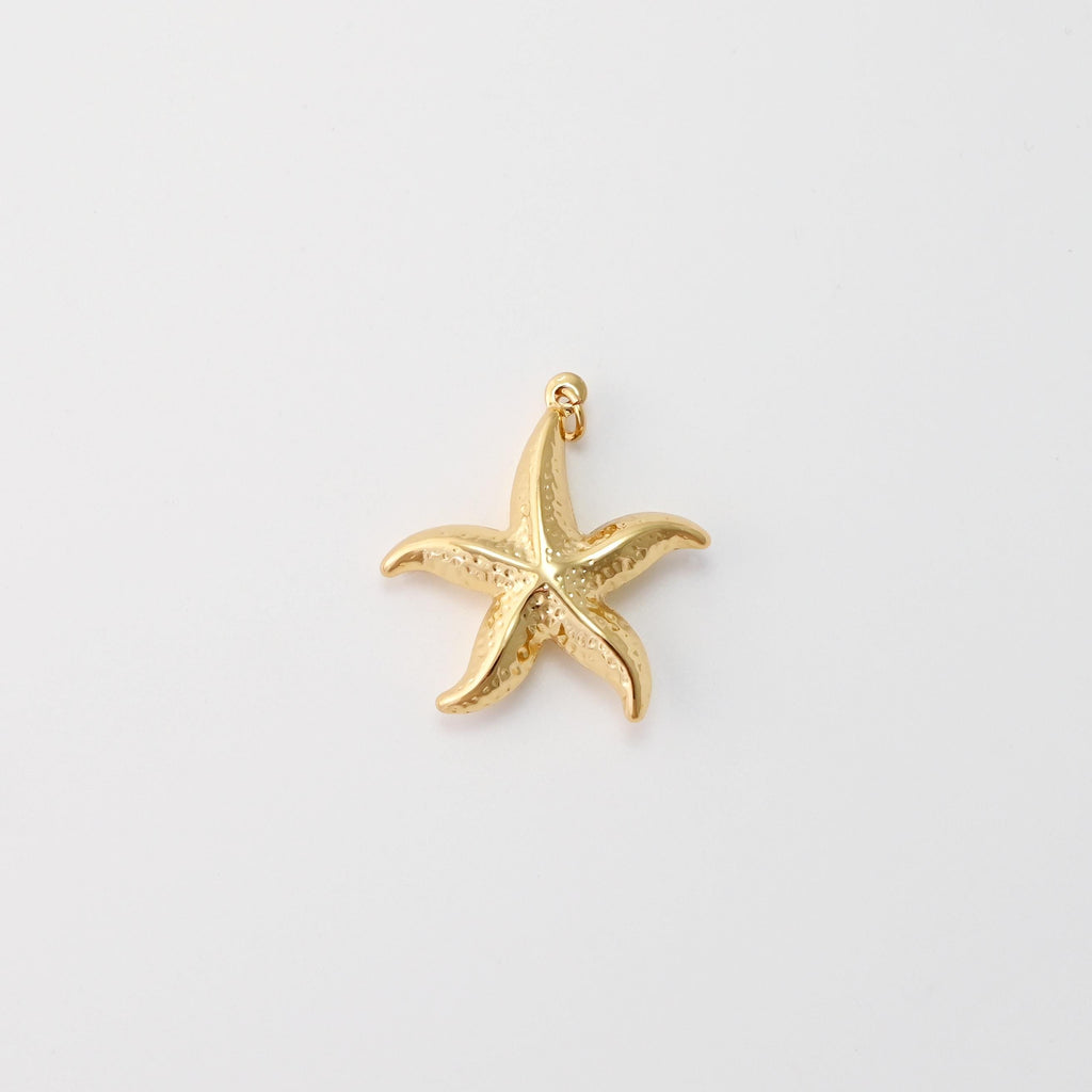 Hammered Starfish Charm, Fish Charm, 18K Gold Plated Charms, Marine Life Pendant, For Necklace And Earrings Making, Jewelry Findings S1452