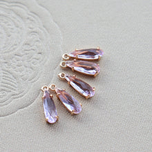 Load image into Gallery viewer, 10pcs- Crystal Long Teardrop Charms, 10 colors You Choose, 14K Gold Plated Teardrop Pendant, 4*12mm, Jewelry Findings JY081-F235