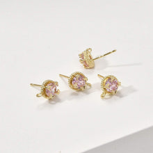 Load image into Gallery viewer, Round Pave Butterfly CZ Earring Post, S925 Silver Pin, 14K Gold/Silver Plated, Nickel Free Earrings, LL150