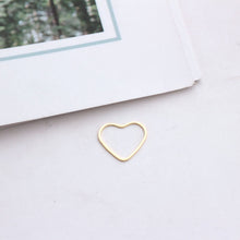 Load image into Gallery viewer, 10pcs- 14K Gold Plated Irregular Circle Pendant, Openwork Heart Pendant with loop, Connectors, DIY Jewelry Making Findings BY019