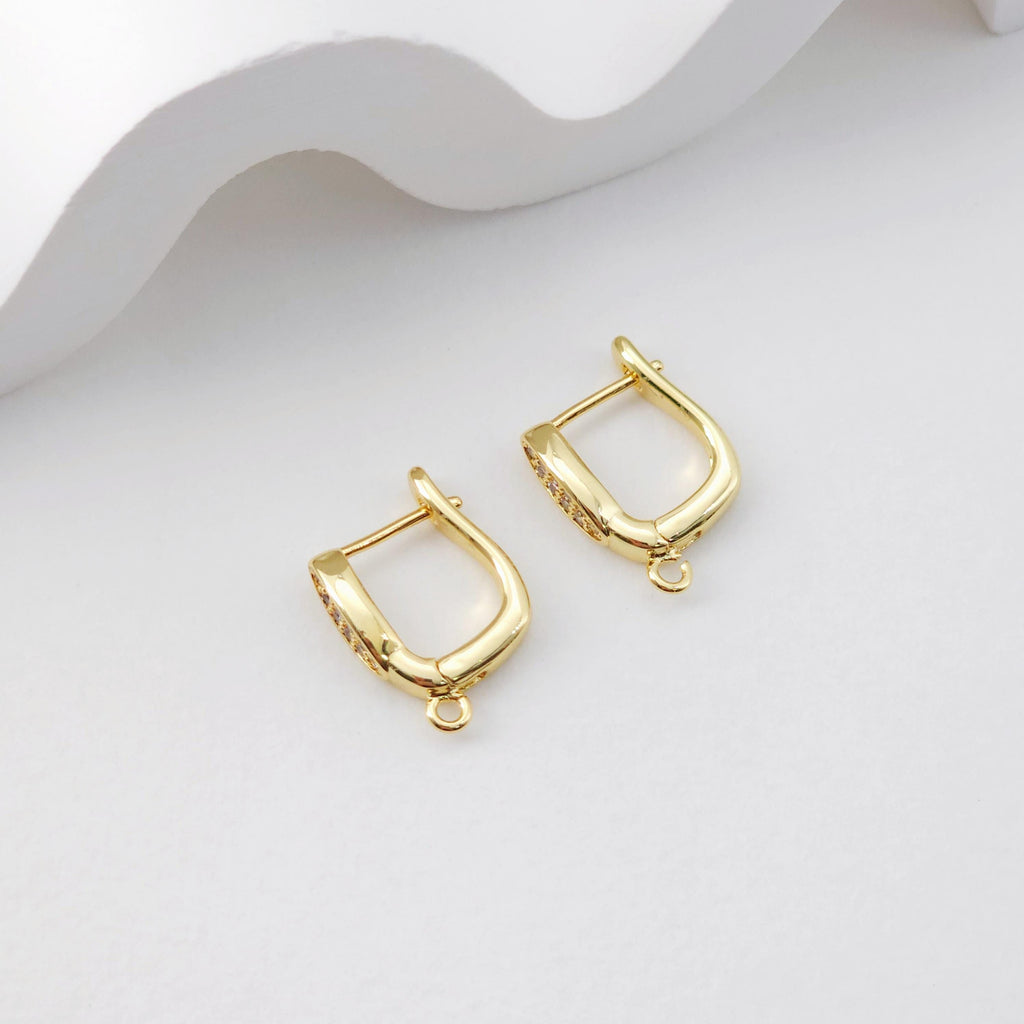 18K Gold Plated U Shape Hoop Earring, Huggie Hoops Earring Parts, Lever Back, 16.2*11.2mm, Hoop earring for Jewelry Making D0220