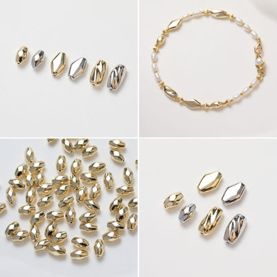 Rice spacer beads, 14K gold plated, necklace and earrings making beads, jewelry findings SC002
