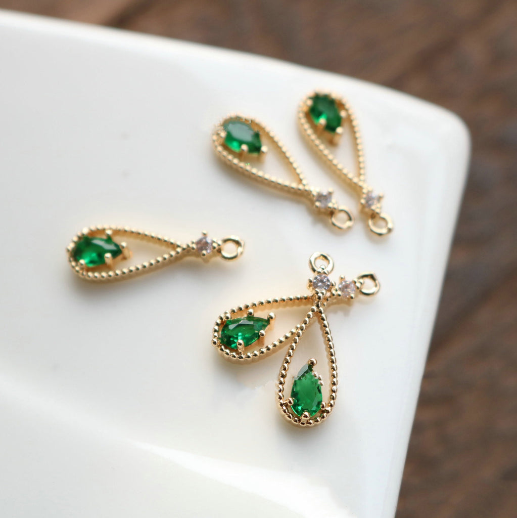 10 قطع - دلايات كريستال صغيرة على شكل دمعة، مطلية بالذهب عيار 14 قيراطًا، مقاس 6*16 مم، قطع مجوهرات HL048-F149