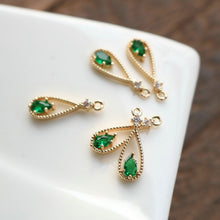 تحميل الصورة إلى عارض المعرض، 10 قطع - دلايات كريستال صغيرة على شكل دمعة، مطلية بالذهب عيار 14 قيراطًا، مقاس 6*16 مم، قطع مجوهرات HL048-F149