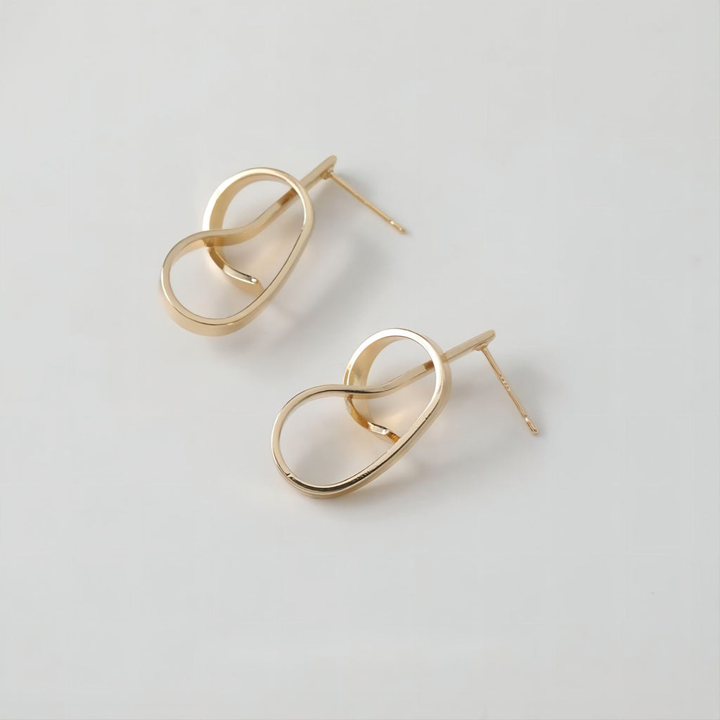 قرط ذهبي بعقدة مع حلقة، دبوس أذن من الفضة الاسترلينية 925، أقراط خالية من النيكل، حلقة أذن من الفضة الاسترلينية عيار 18 قيراطًا، نتائج قرط ربط العقدة GE002